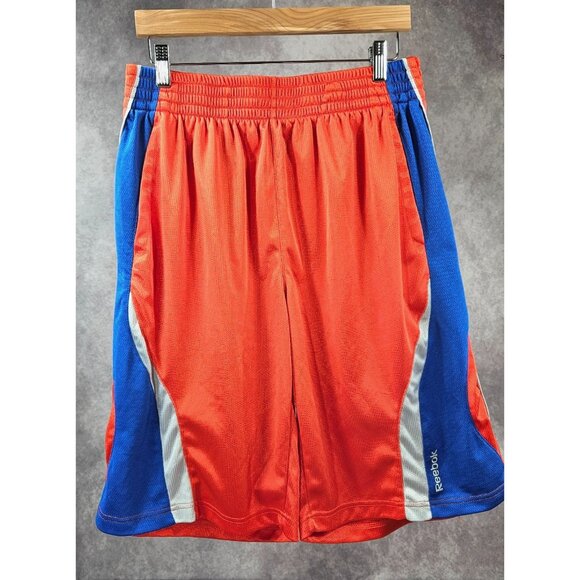 Reebok Men Basketball Athletic Dri-Fit Sweat Shorts Orange Blue 10" Inseam L - Picture 1 of 10